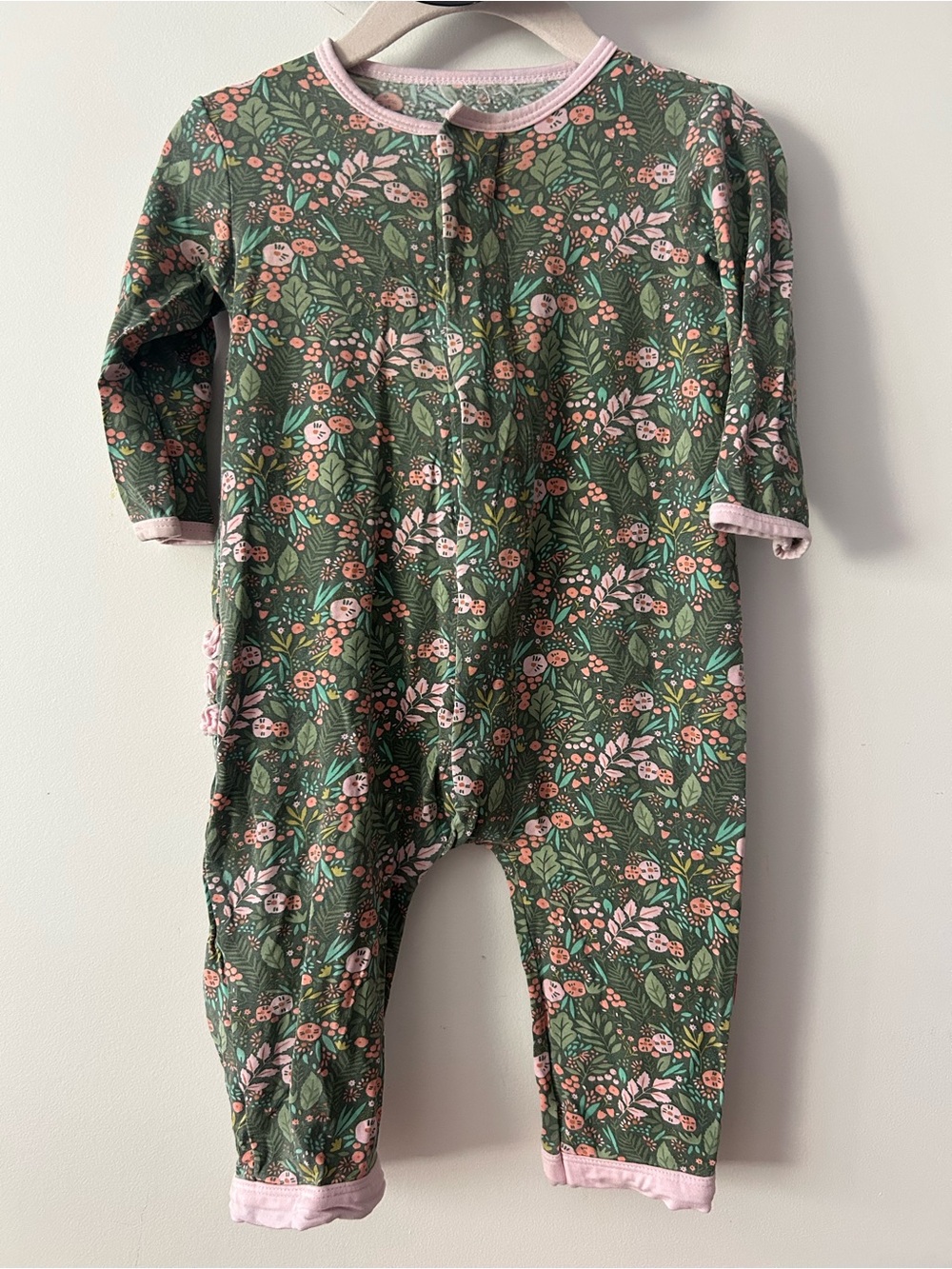 Magnetic Me Green Floral One-Piece with Pink Trim